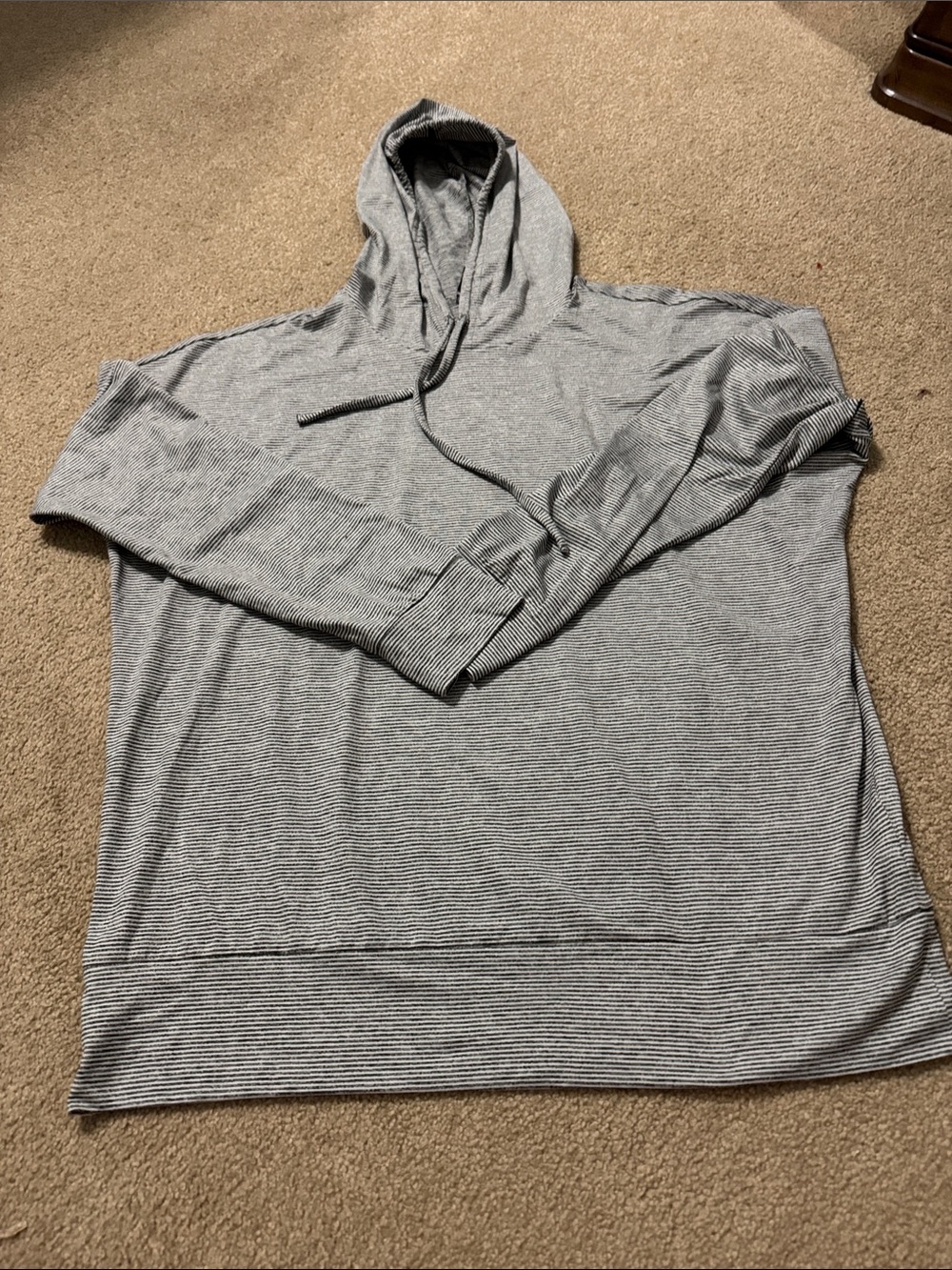 Skechers Women's Grey Striped Hooded Long Sleeve Top